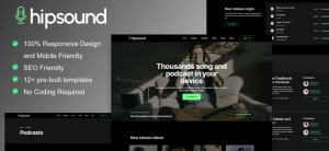 Hipsound - Music Streaming & Podcast Elementor Template Kit